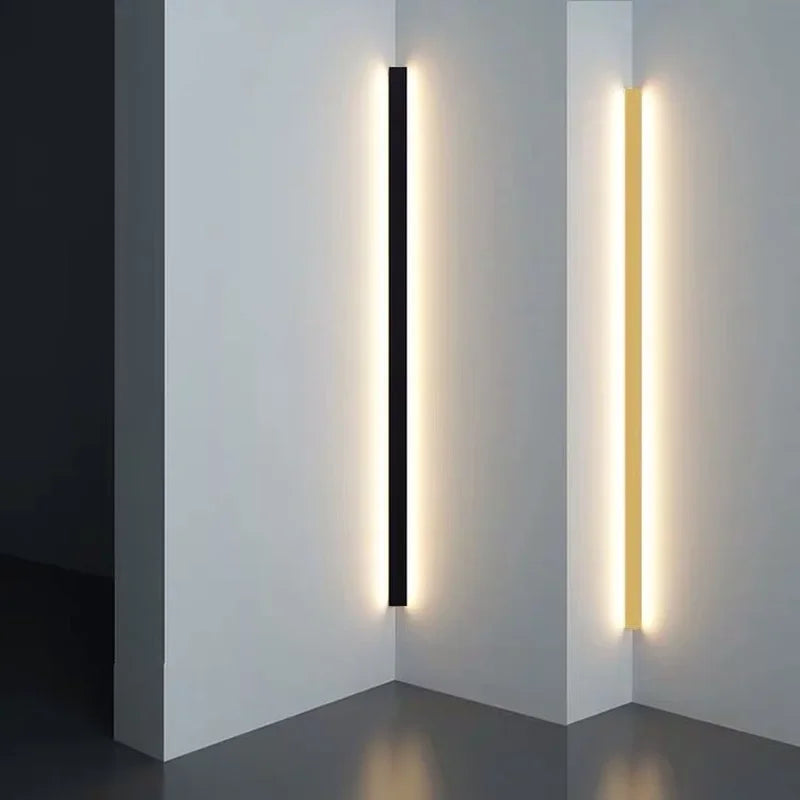 Afralia™ Black Gold LED Strip Wall Lights for Dining & Living Room Modern Minimalist Design