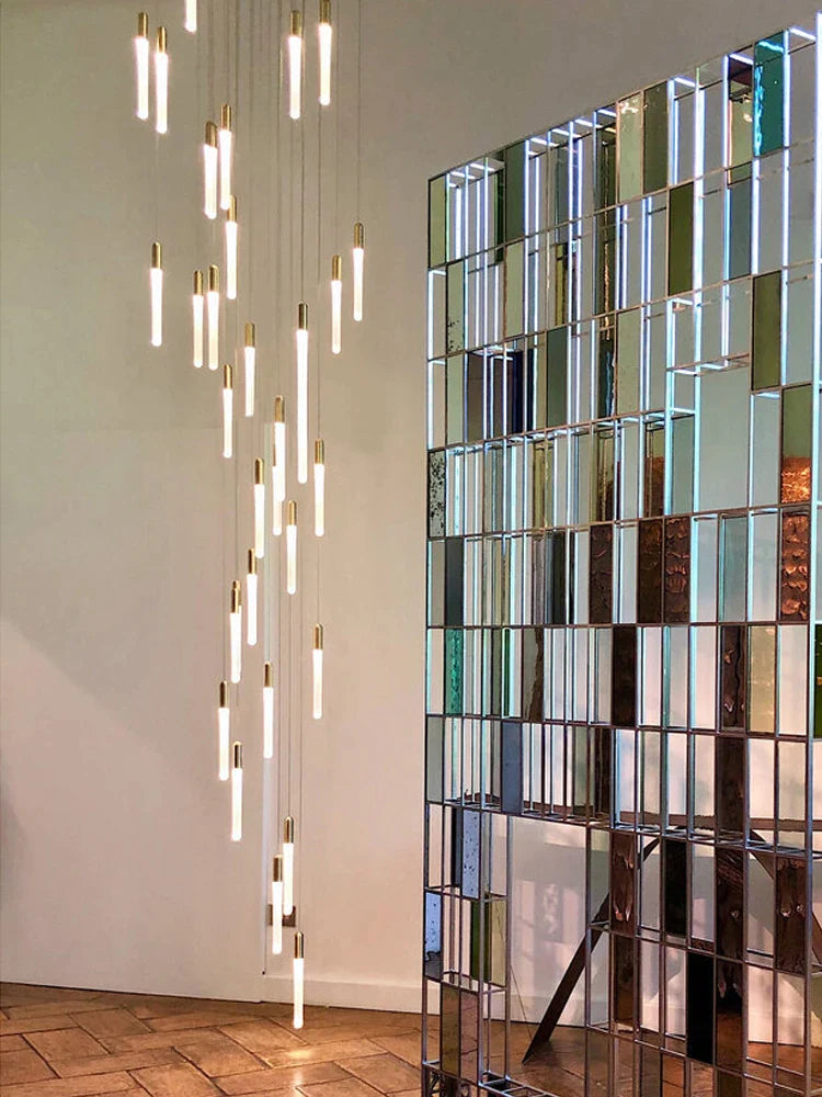 Afralia™ LED Nordic Cylinder Chandelier: Modern Indoor Lighting for Staircase & Decoration