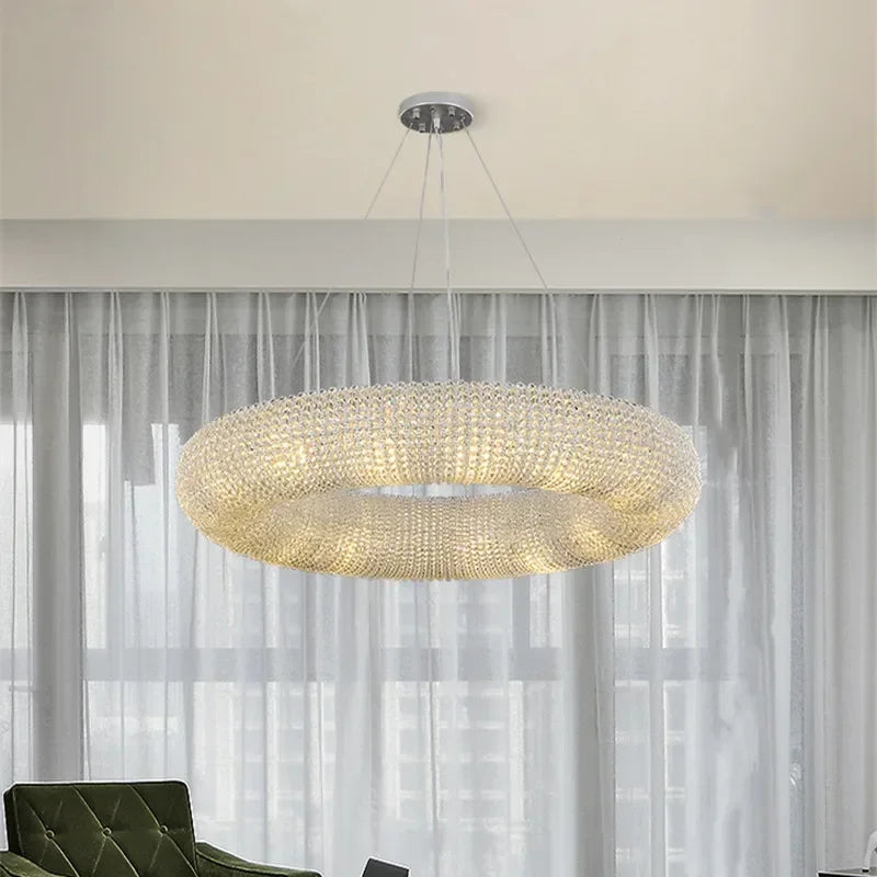 Afralia™ Crystal Luxury Loft Pendant Light with LED E14 Bulb for Living Room