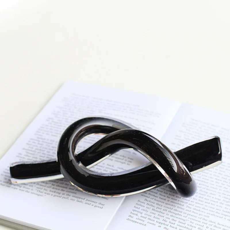 Afralia™ Geometric Glass Sculpture Twine Knot Decor Home Decor Accessory