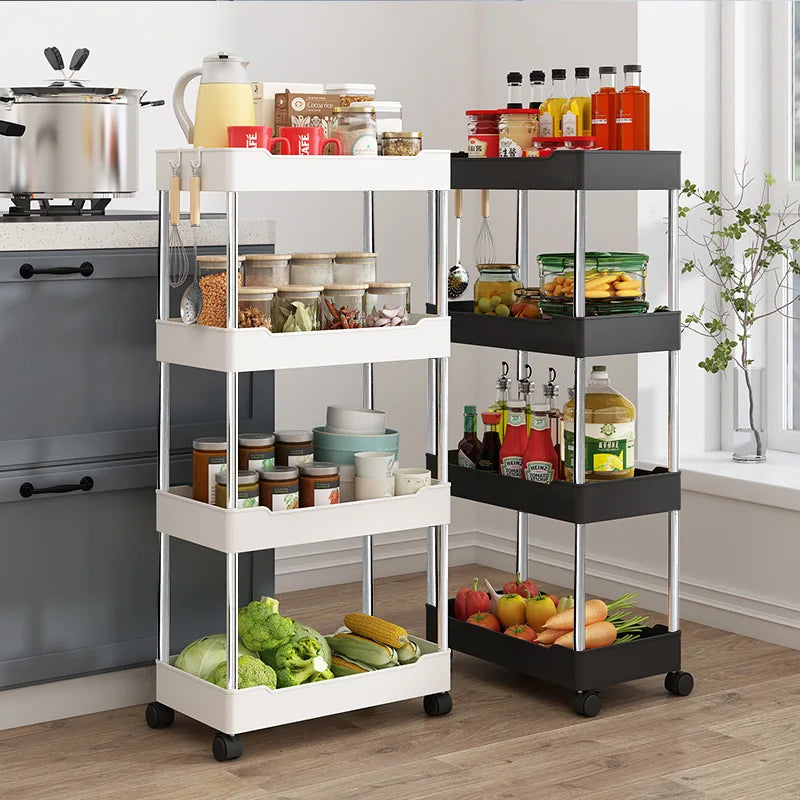 Afralia™ Slim Slide Organizer Rack: Mobile Kitchen/Bathroom Storage Shelf