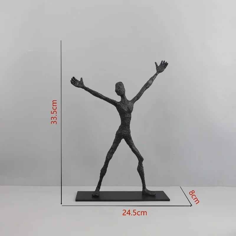 Afralia™ Geometric Couple Cast Iron Figure Sculpture for Home Decor