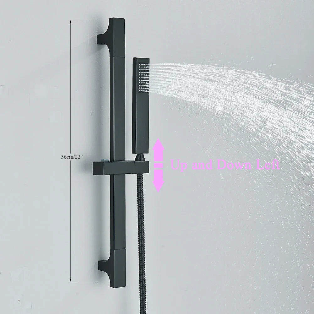 Afralia™ Matte Black Bathroom Shower Faucet Set with Rotating Spout