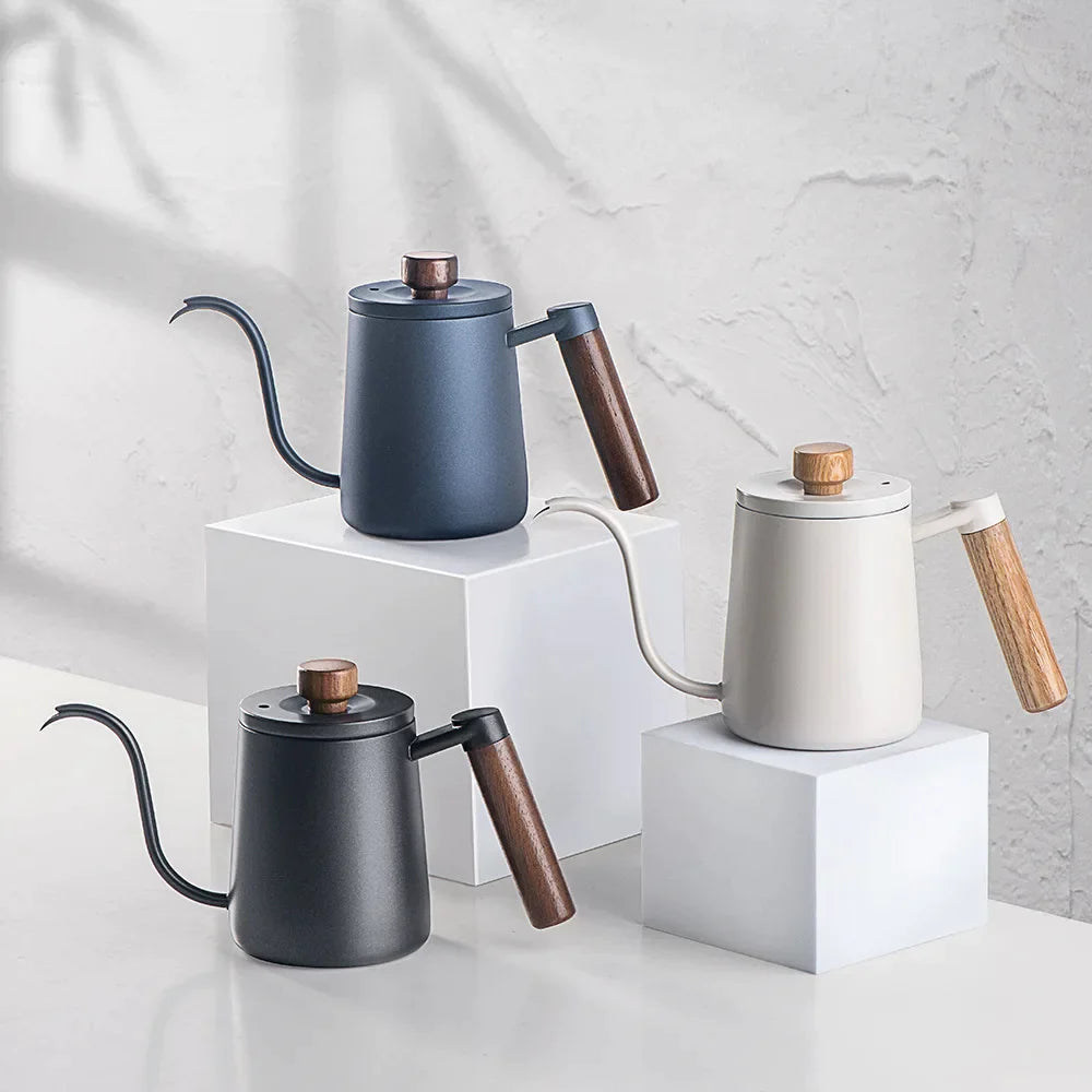 Afralia™ Stainless Steel Milk Frothing Pitcher Jug Gooseneck Kettle Pot - 600ml