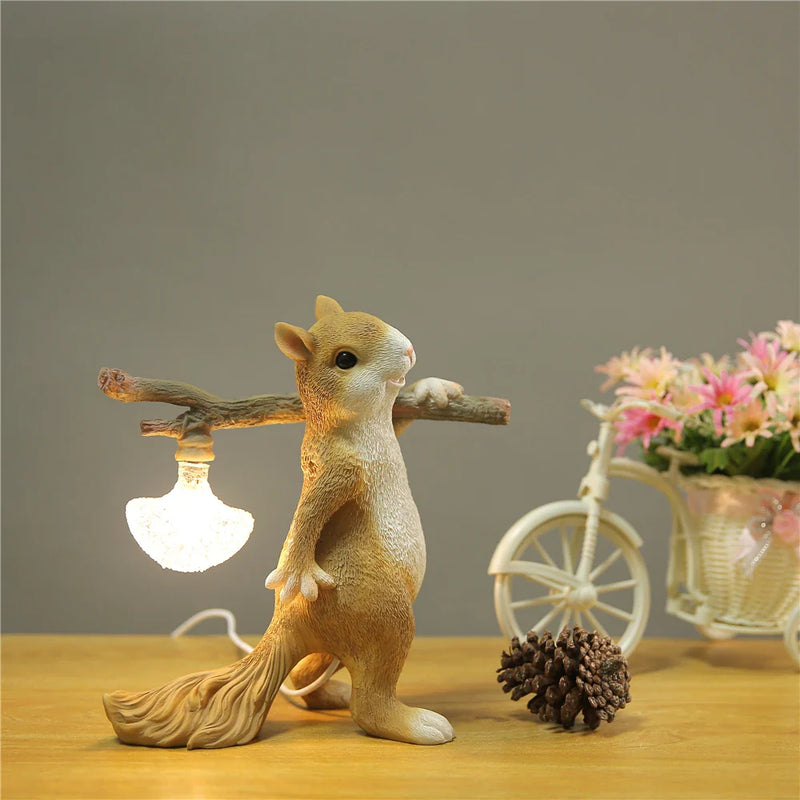 Afralia™ Squirrel LED Night Light Desk Lamp for Children's Room Bedside Decor