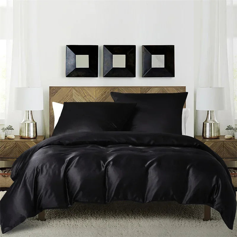 Satin King Size Duvet Cover Set by Afralia™ - Soft, Cozy, Skin-friendly Bedding for Queen Bed