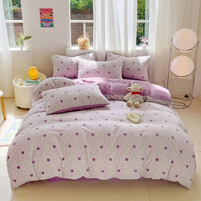 Afralia™ Snowflake Velvet Cute Cartoon Flower Bedding Set for Single Queen