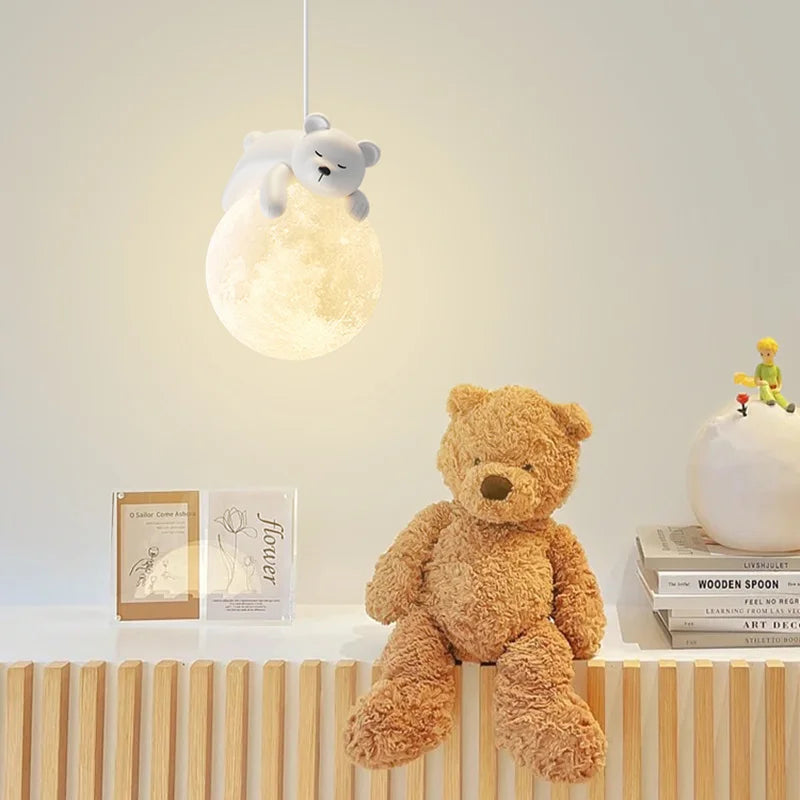 Afralia™ Little Bear LED Pendant Light Modern Children's Chandelier Home Decor