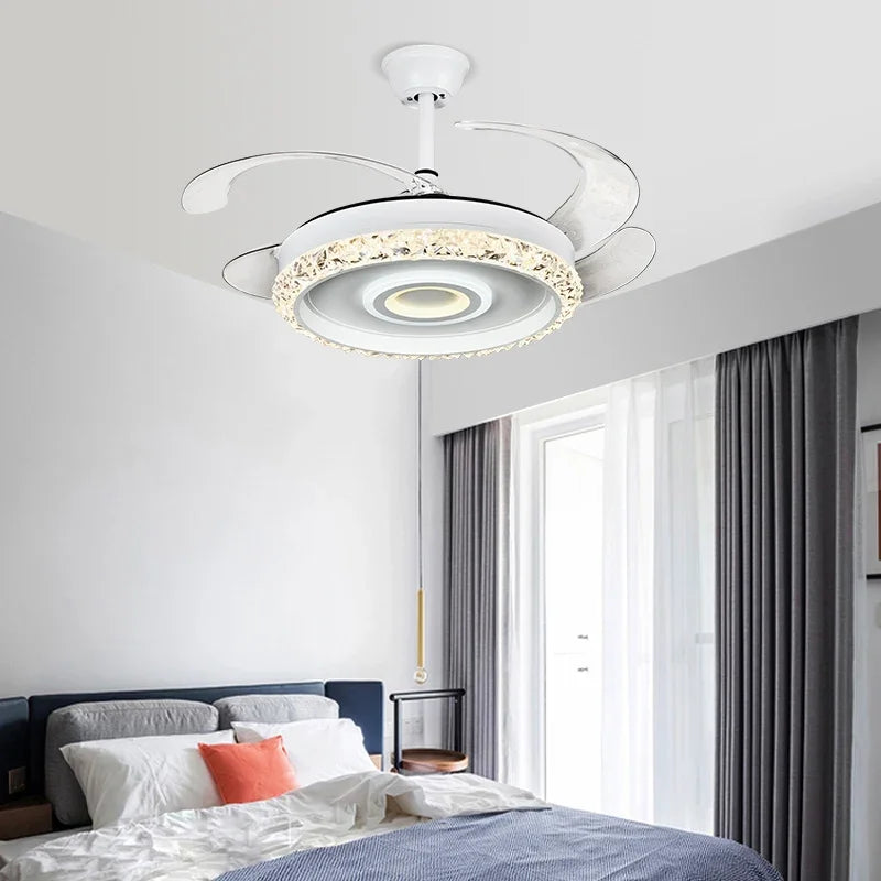 Afralia™ 42" Leaf Fan Chandelier Invisible Fan Lighting for Bedroom and Dining Room