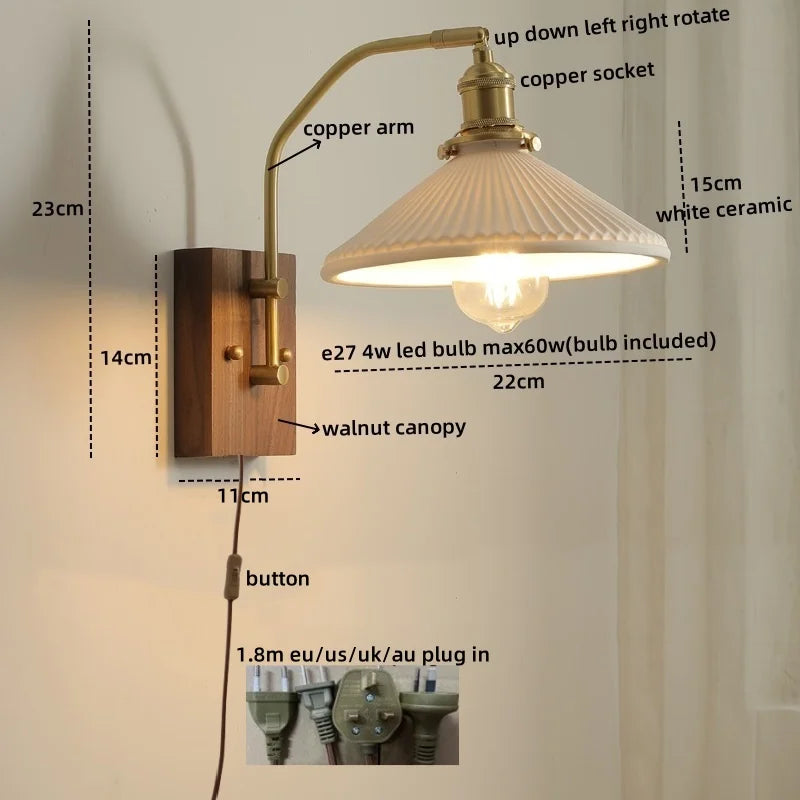 Afralia™ Glass Copper LED Wall Lamp Modern Stair Light Fixtures applique murale