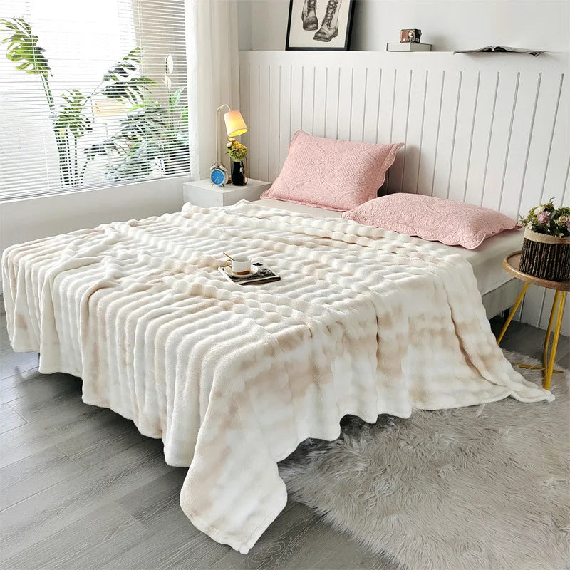 Afralia™ Cozy Gradient Bubble Fleece Throw Blanket, Plush All-Season Nap Blanket