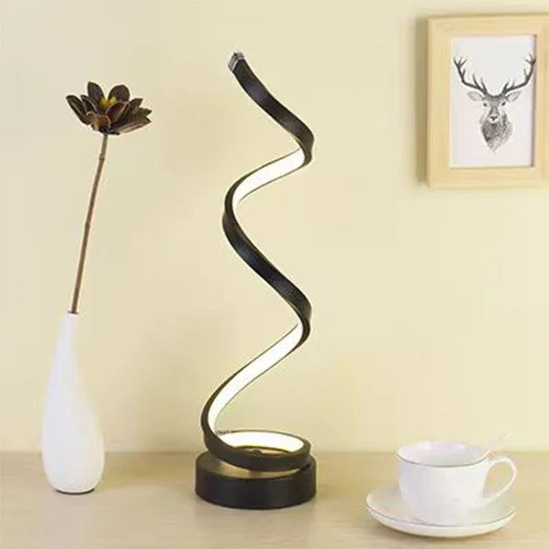 Afralia™ Spiral LED Desk Lamp for Home Living Room Bedroom Decor