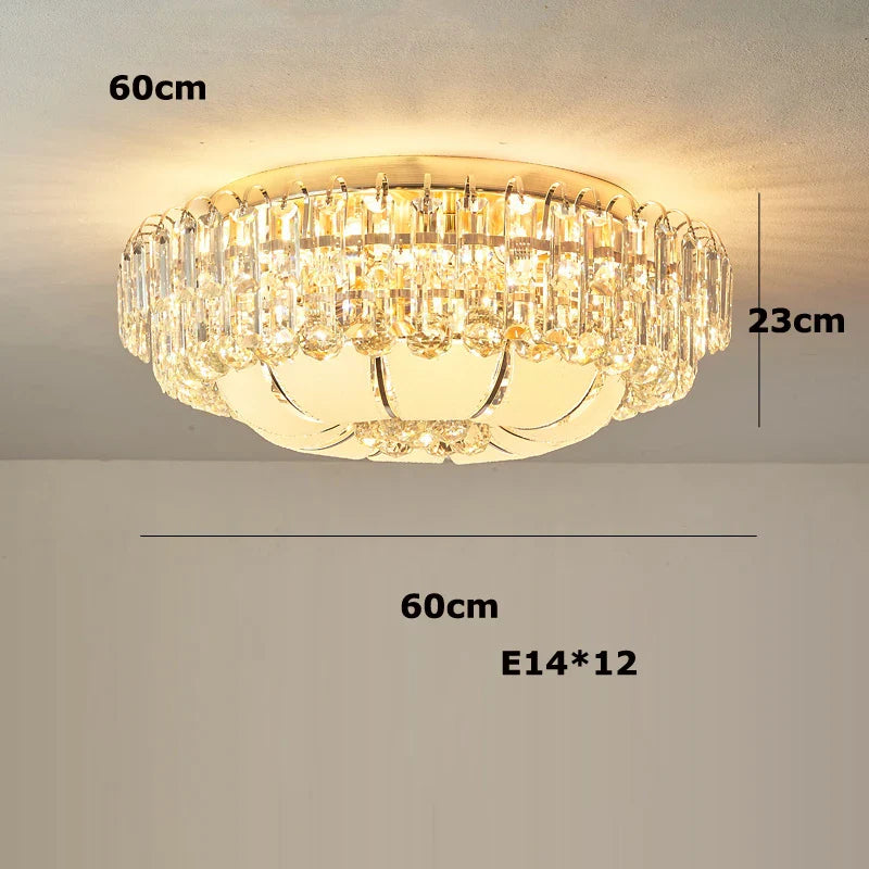 Afralia™ Gold Chrome Crystal LED Ceiling Chandelier for Living Room