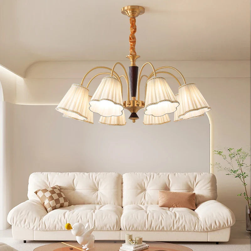 Afralia™ Antique Copper Chandelier for Retro American Country Living Room and Dining Room