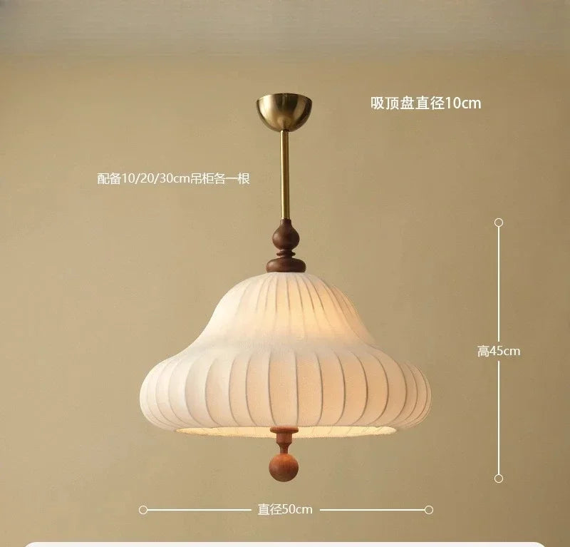 Afralia™ Zen Art Wood Fabric Pendant Light: Vintage Wabi-sabi LED E27 for Bedroom, Restaurant, Tea Room