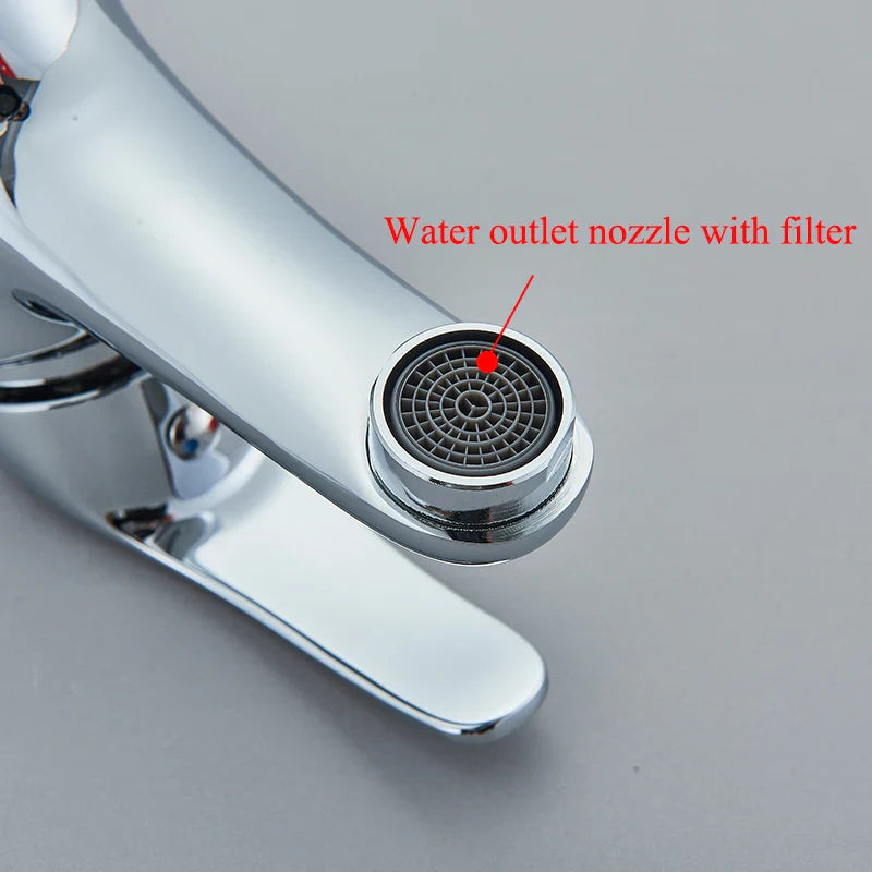Afralia™ Chrome Basin Faucet Hot Cold Mixer Tap Single Handle Deck Mounted