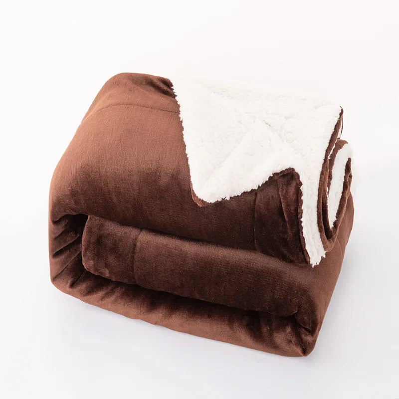 Afralia™ Flannel Lamb's Wool Throw Blanket: Soft, Warm, & Cozy for Sofa, Bed, or Travel