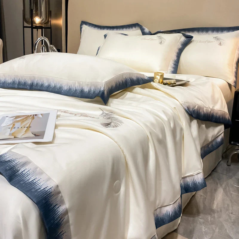Afralia™ Feather Embroidered Comforter Set: Soft, Smooth, and Luxurious Bedding Collection