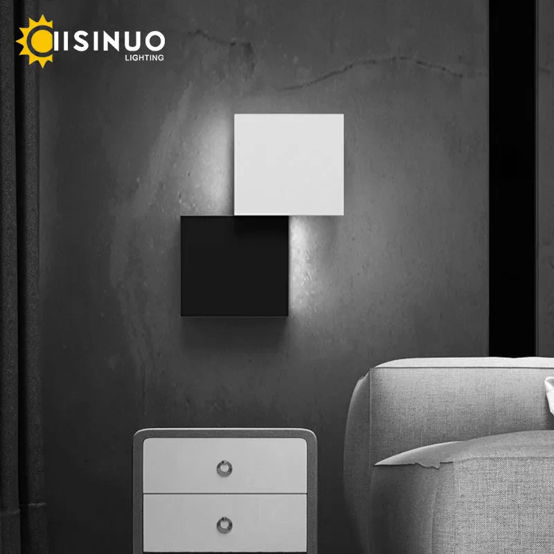 Afralia™ Geometric LED Wall Sconce Black White Light for Living Room Bedroom Hallway
