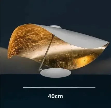 Afralia™ Lederam Manta Pendant: Industrial Black & Gold Ceiling Light with Lotus Leaf Design