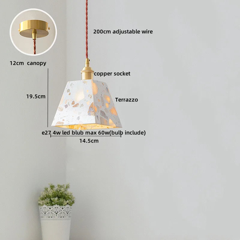 Afralia™ Black Terrazzo LED Pendant Lamp for Dining Living Room Staircase