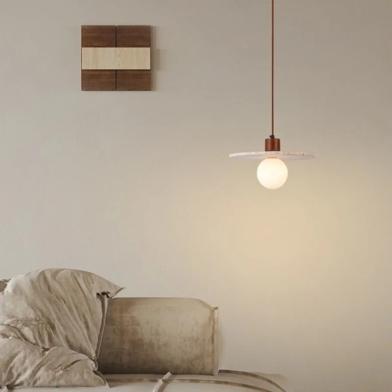 Afralia™ Yellow Travertine LED Pendant Lighting for Living Room Decor