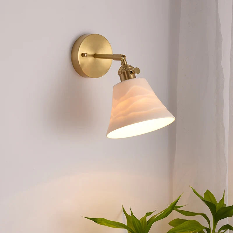 Afralia™ Vintage Japanese Ceramic LED Wall Lamp for Bathroom Mirror Bedroom