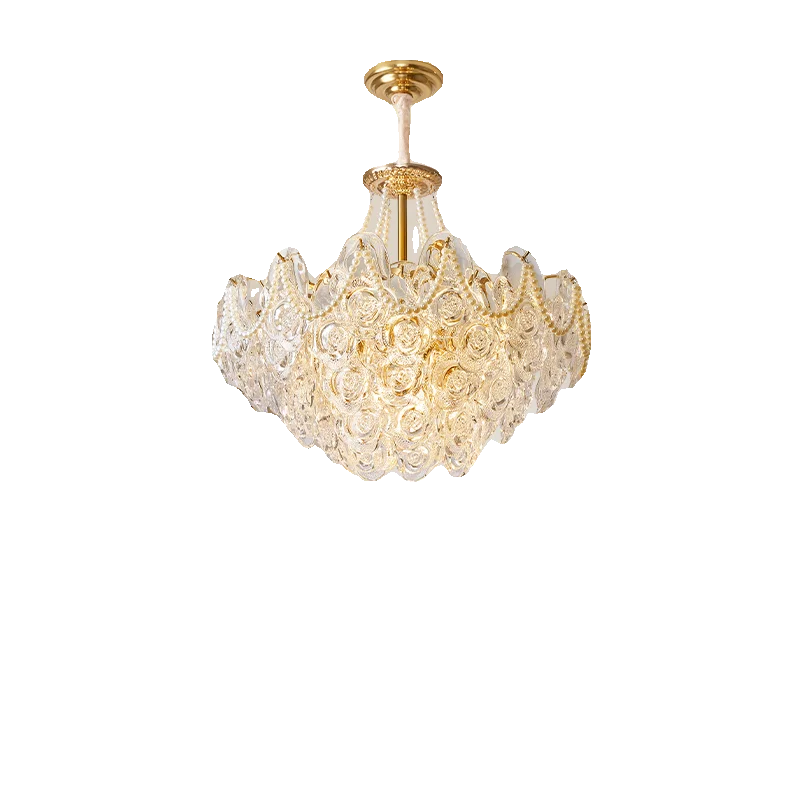 Afralia™ French Chandelier Pearl Glass Rose 2024 Master Bedroom Lighting