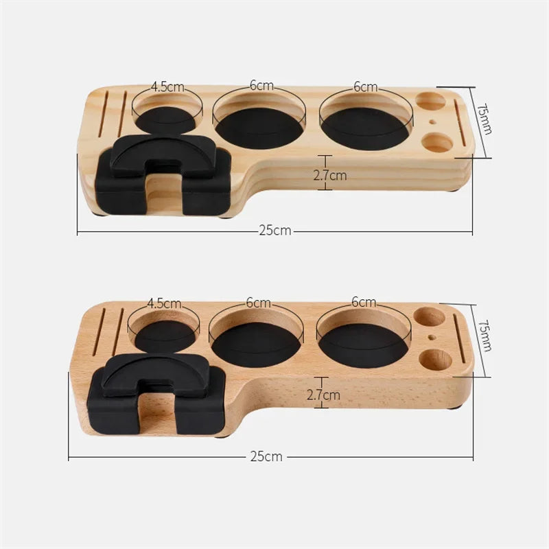 Afralia™ Wooden Coffee Tamper Stand Portafilter Organizer Espresso Lever Tool Holder