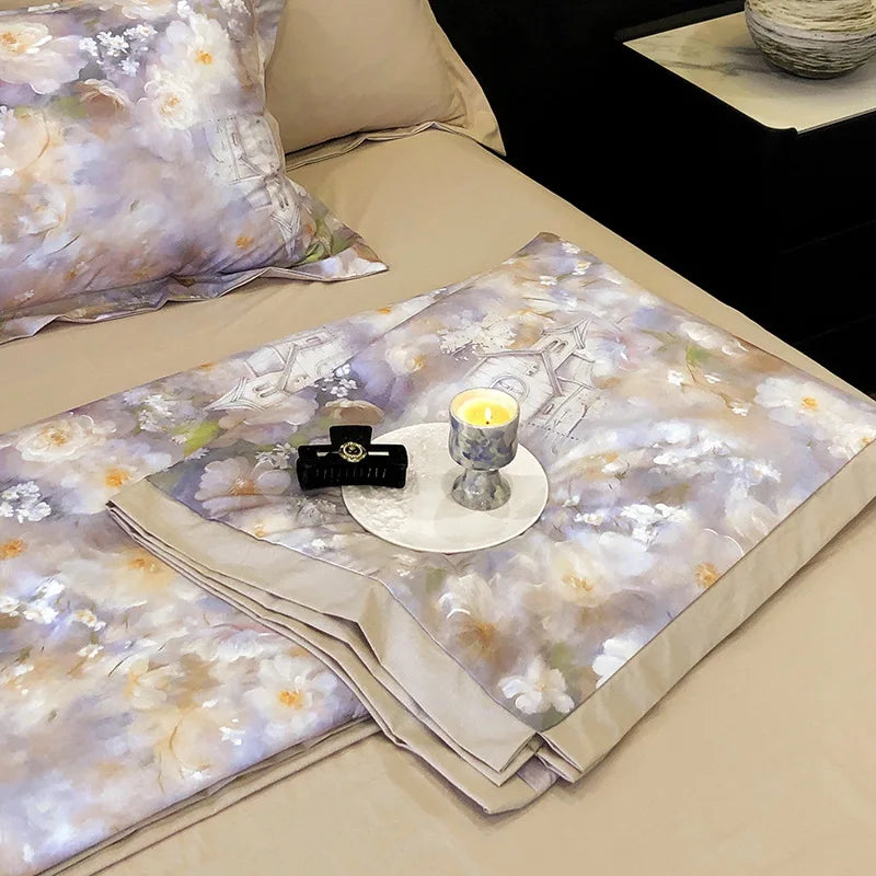 Afralia™ Summer Cool Quilt Set with Sheets Pillowcases - Ice Silk Chiffon Yarn Fabric