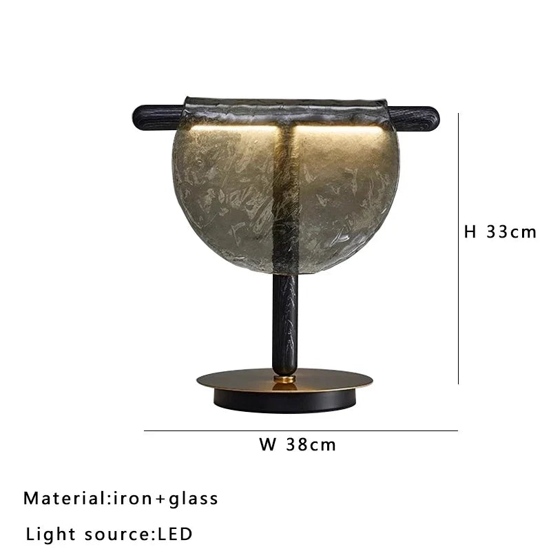 Afralia™ Amber Glass Table Lamp: Nordic Minimalist LED Nightstand Decor