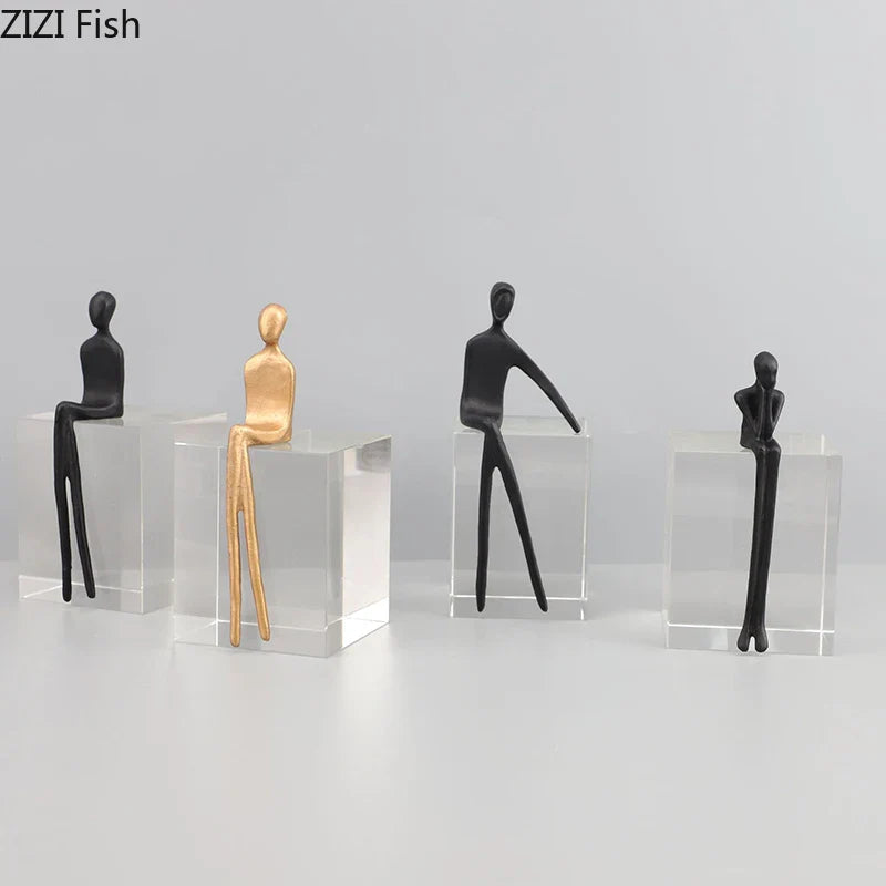 Afralia™ Abstract Character Sculpture with Crystal Base for Modern Room Decor