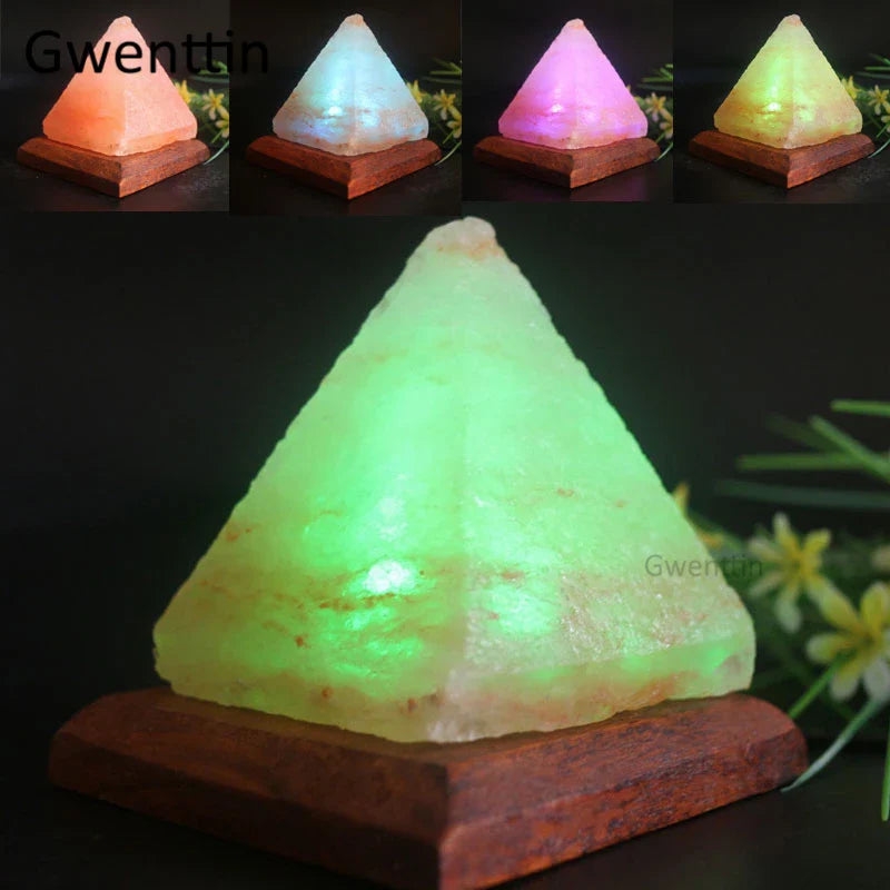 Afralia™ Crystal USB Salt Lamp Hand Carved Triangle Purifier Night Light