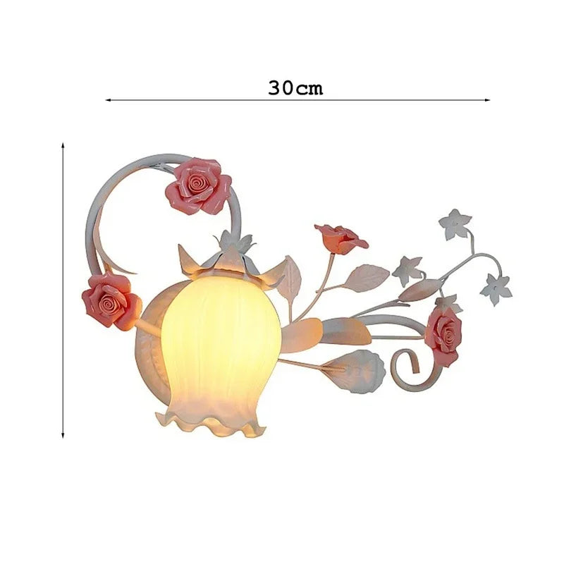 Afralia™ Floral Wall Lamp: European Pastoral Style, Princess Girl's Bedroom Décor.