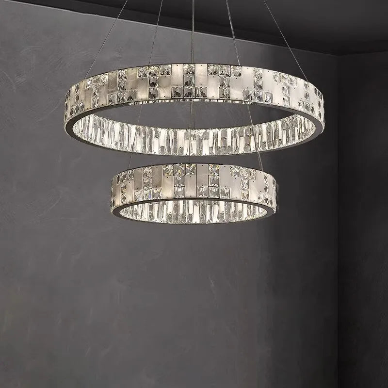 Afralia™ Luxe Black Chandelier with Acrylic Crystals - Modern Art Deco Ceiling Light
