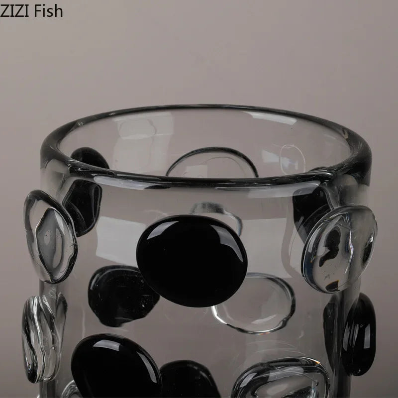 Afralia™ Polka Dot Glass Vase: Hydroponic Plant Pot Table Decor Floral Arrangement Room Aesthetic