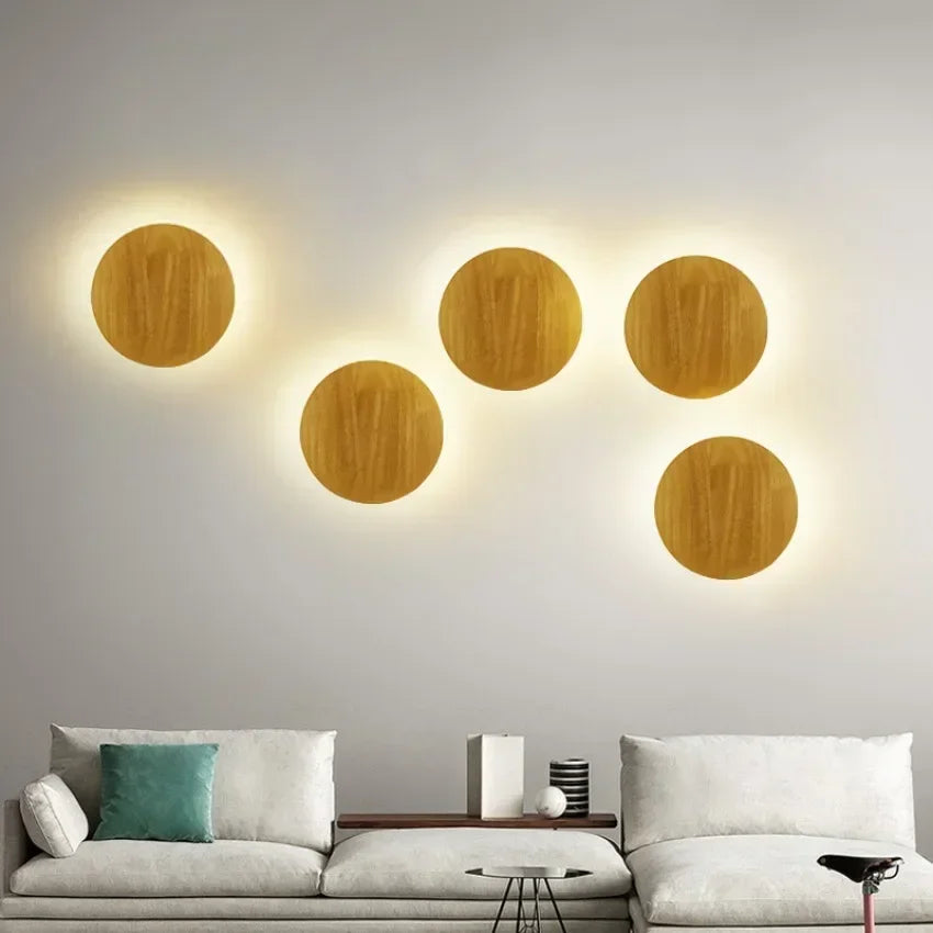 Afralia™ LED Wooden Wall Lights Modern Minimalist Living Room Bedroom Decor