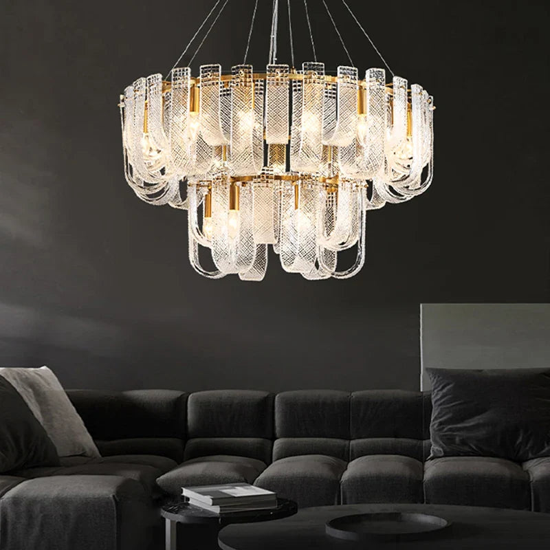 Afralia™ LED Copper Ceiling Chandelier Dimmable Luxury Lighting for Living Room