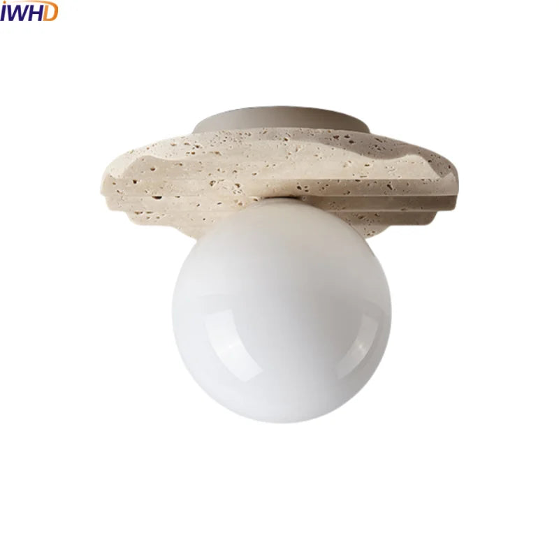 Afralia™ Natural Stone LED Ceiling Light | Modern Indoor Living Room Lamp