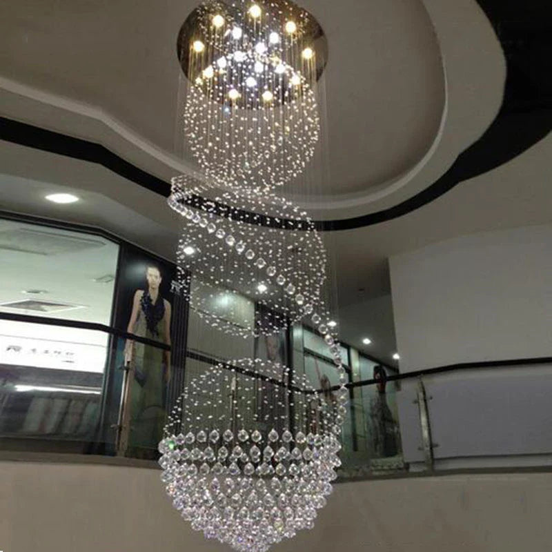 Afralia™ Spiral Crystal Chandelier: Luxury Lighting for Living Room & Staircase