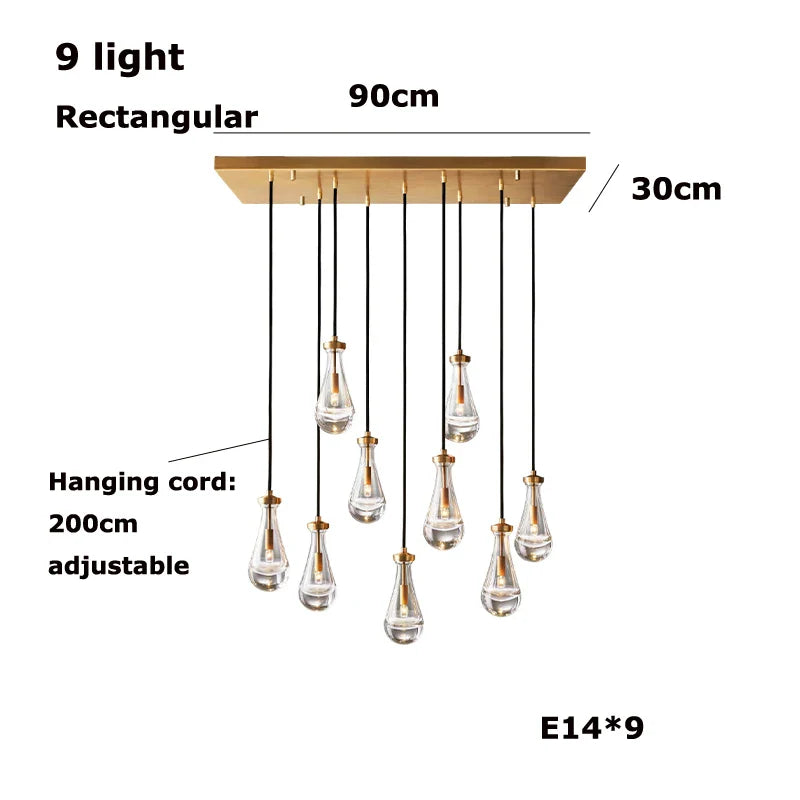 Afralia™ Waterdrop Glass Chandelier in Black Gold: Dimmable European Style for Home Decor