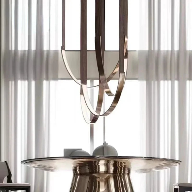 Afralia™ Nordic Leather Chandelier LED Pendant Light for Home and Restaurant