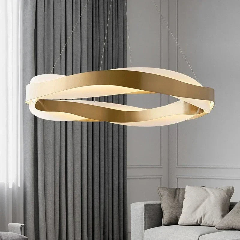 Afralia™ Black Circle Chandelier Luxury Pendant Light for Home Decor