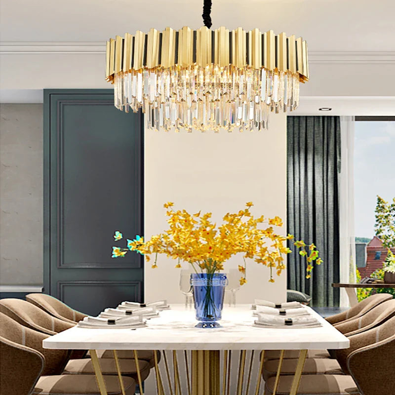 Afralia™ Gold Crystal LED Chandelier: Modern Luxe Lighting Fixture for Home Decor