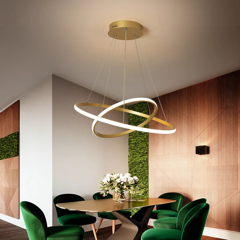 Modern Round LED Chandelier by Afralia™ for Living, Dining, and Kitchen Room Lighting