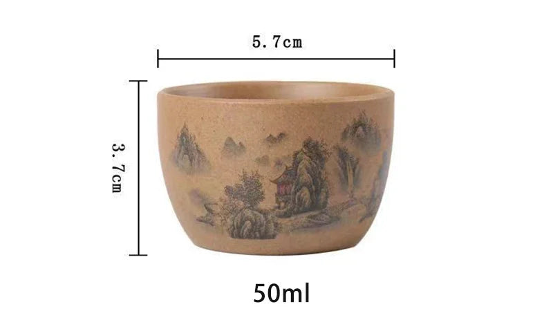 Afralia™ Hand-painted Ceramic Tea Cup Set for Puer Tea, Japanese and Chinese Style