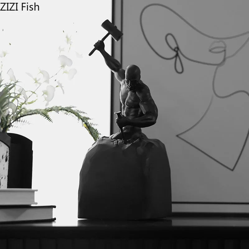 Afralia™ Abstract Art Character Statue Resin Sculpture Desk Ornament