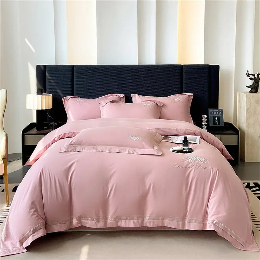 Afralia™ 1200TC Egyptian Cotton Bedding Set - King/Queen Size, Solid Color