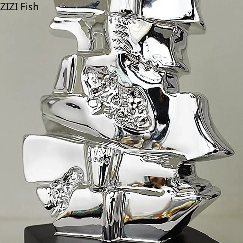 Afralia™ Golden Violin Sculpture Resin Art Ornament Stack Violin Statue Decor