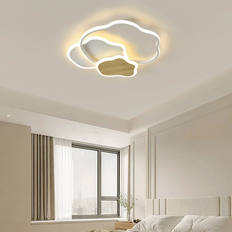 Afralia™ Wood Color LED Chandelier Light Modern Indoor Acrylic Lamp Fixture